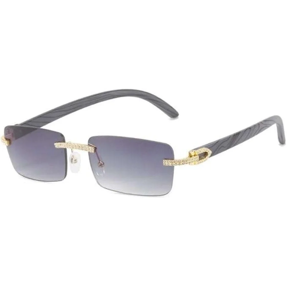 Men Sunglasses Square Rimless Street Wear Classic Trendy Diamond Shades Hip Hop‎